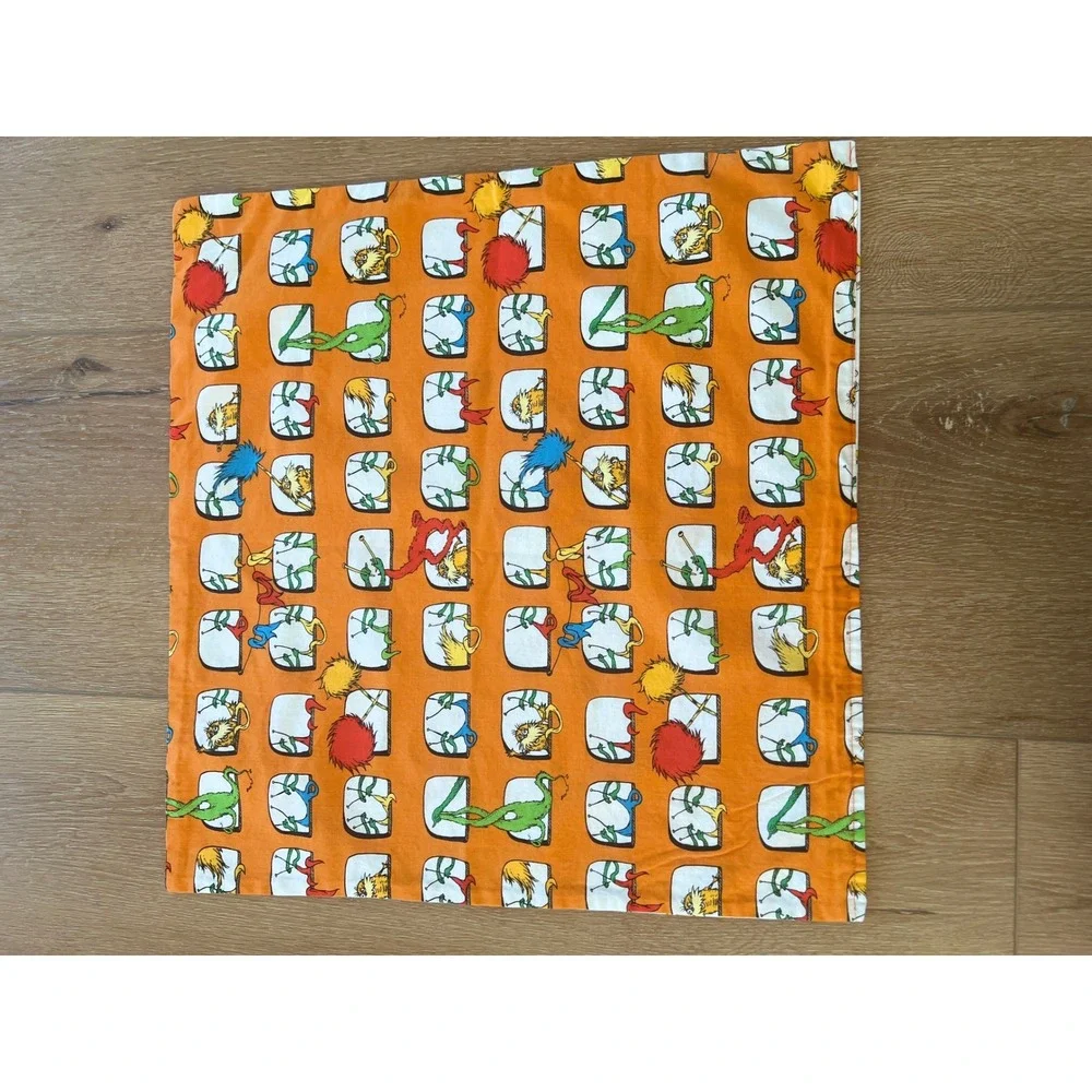 Dr Seuss Cotton Fabric Placemat Napkin Square Green Eggs Ham Lorax Set of‎ 6 90s